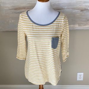 Anthropologie Postmark striped top with button back